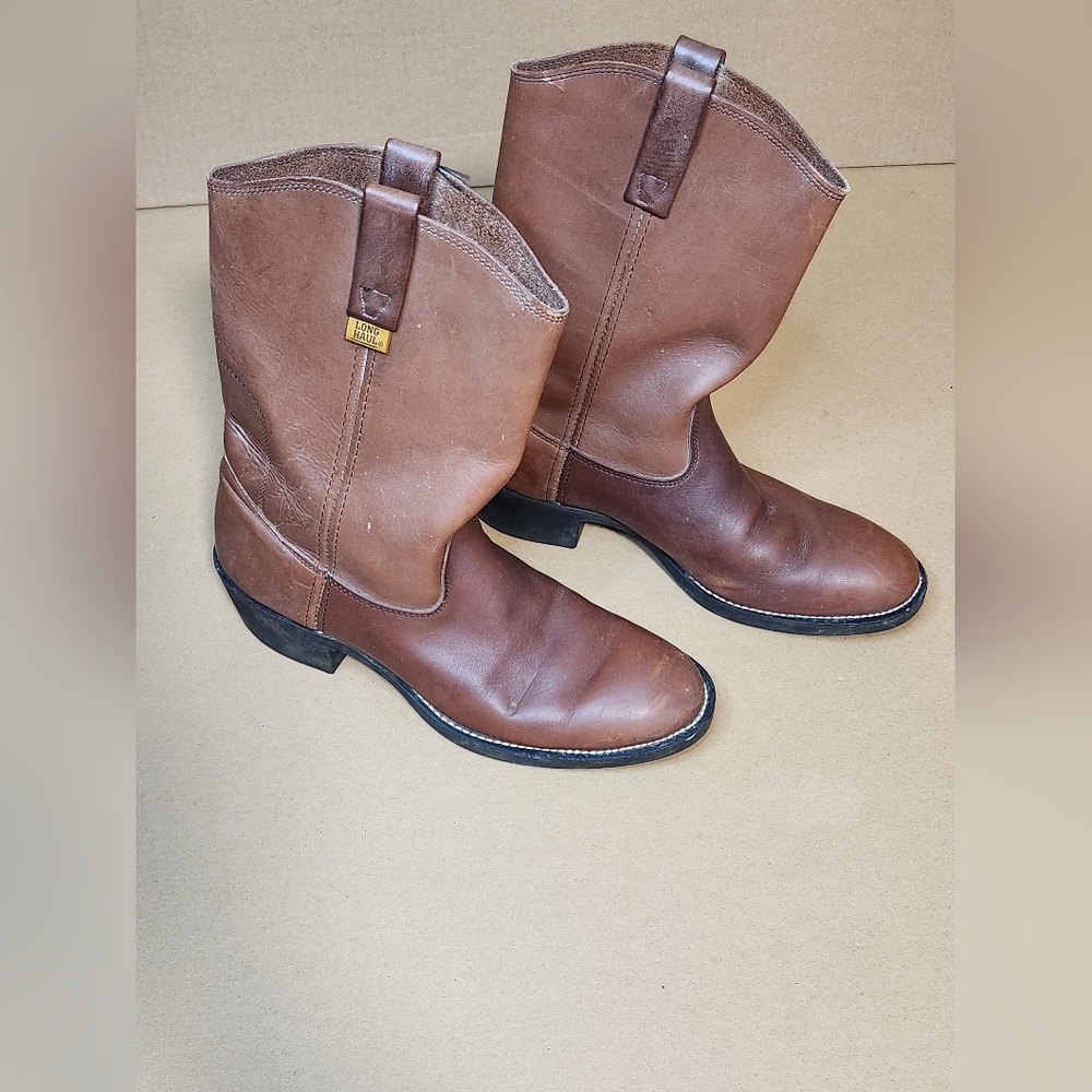 Men's Tan Leather Western Work Boots Sz 10